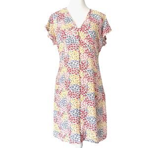 RAILS Helena Flower Meadow Dress Floral Button Front V-Neck Feminine Pastel M